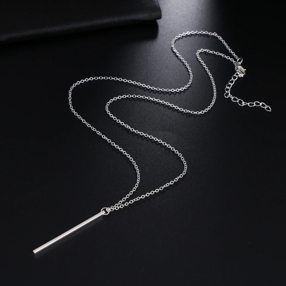 New! Silver Bar Drop Necklace - Picture 2 of 6